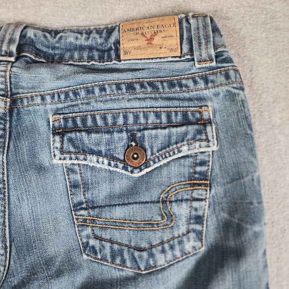American Eagle Outfitters Boy Fit Jeans Womens 8 (30x29) Blue Distressed Denim - Picture 14 of 16